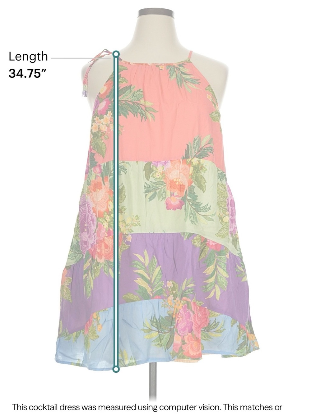 FARM Rio Halter Floral Tiered Mini Dress EUC Size CL - Picture 6 of 7
